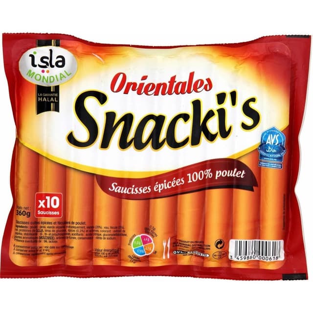 3459860005798 - Isla Mondial - Snacki's Saucisses Epicées au Poulet - HALAL