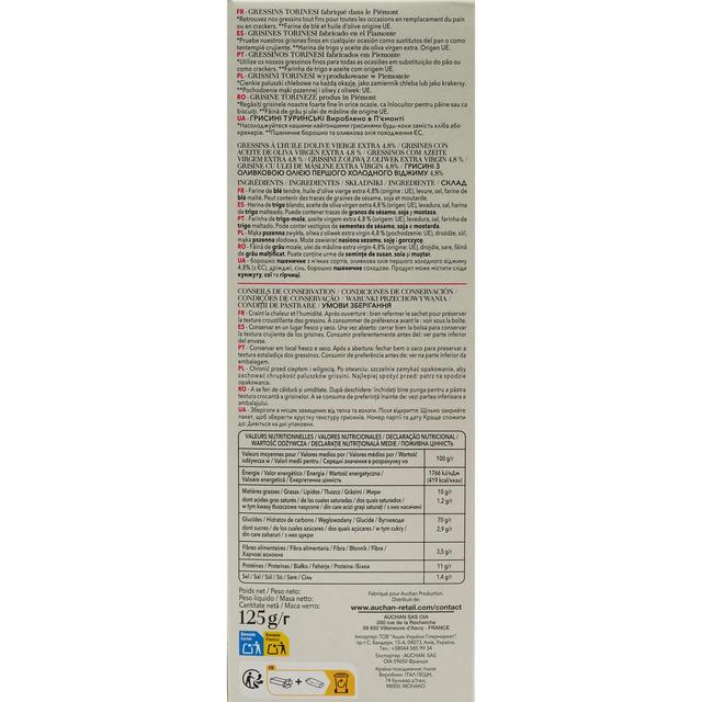 3596710542499 - Auchan Tavola In Italia - Gressins Classiques - Grissini Torinesi