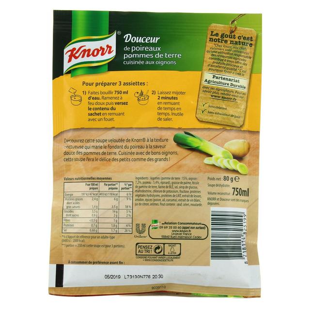 8718114825199 - Knorr - Soupe Douceur de poireaux, pommes de terre cuisinée aux oignons déshydratée