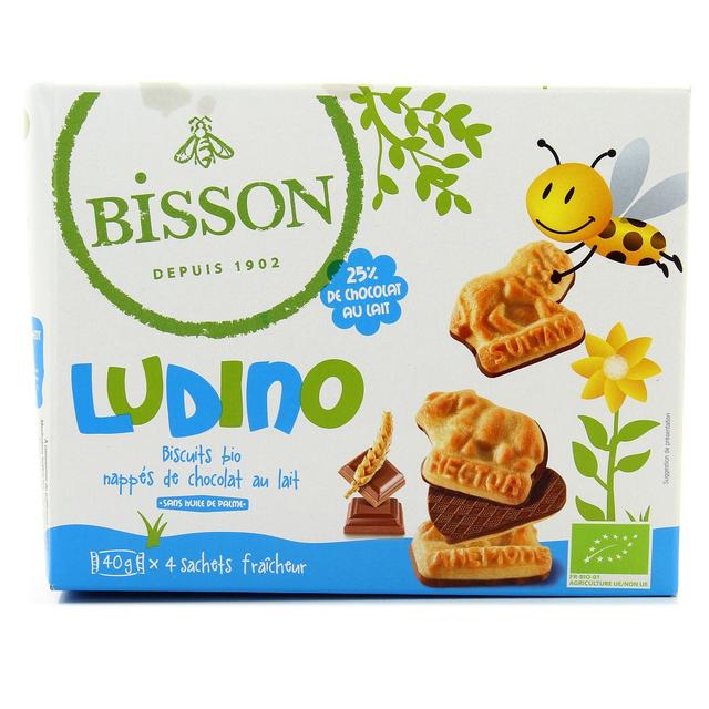 3760005025299 - Bisson - Ludino Petits Sablés Nappés de chocolat au Lait, Bio