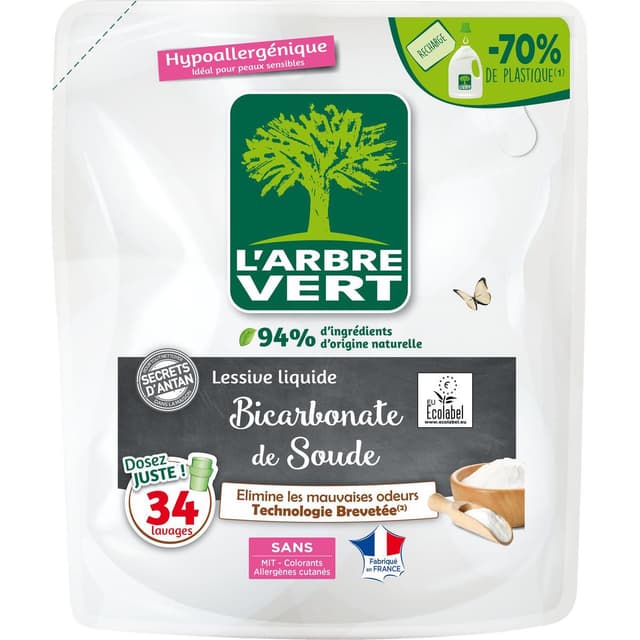 3450601045899 - L'arbre Vert - Lessive liquide Bicarbonate de soude recharge