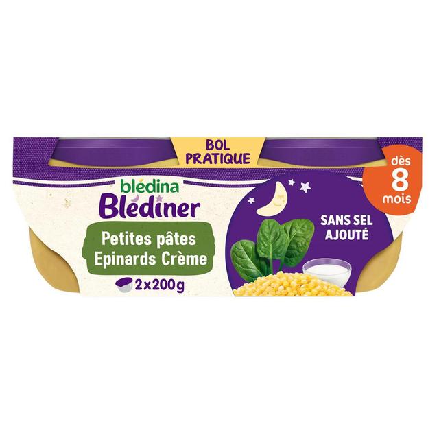 3041091647399 - Blédina - Blédîner - Petites Pâtes Epinards Touche de Crème Bol Bébé Dès 8 mois