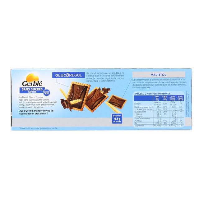3175681039599 - Gerblé Sans Sucres Ajoutés - 12 Biscuits Fondant Choco Noir -93% de sucres en moins