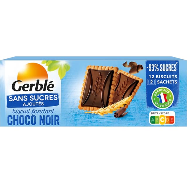 3175681039599 - Gerblé Sans Sucres Ajoutés - 12 Biscuits Fondant Choco Noir -93% de sucres en moins