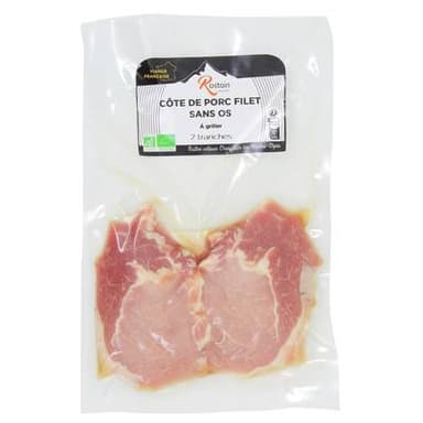 Rostain Côte de Porc Bio dans le Filet Sans Os, environ 2x115g