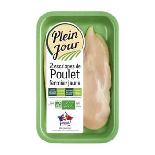 Plein Jour Escalopes de Poulet Jaune Bio, environ 2x175g