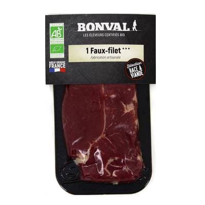 Bonval Faux Filet de Boeuf Bio, environ 250g