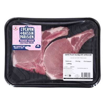 Le COCHON du BASSIN PARISIEN Côte de Porc dans le Filet, 2 pièces - environ 280g