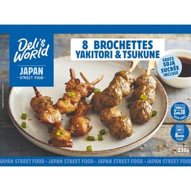 Déli's World Mix Brochettes au poulet, Yakitori et Tsukune, 8 Nems - 230g