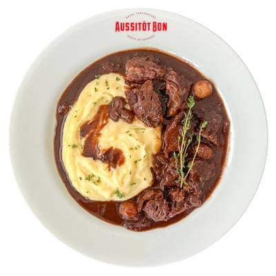 Aussitôt Bon Joue de Boeuf Confite au Vin Rouge et Purée façon Grand-Mère, 390g