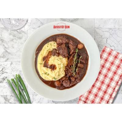 Aussitôt Bon Joue de Boeuf Confite au Vin Rouge et Purée façon Grand-Mère, 390g
