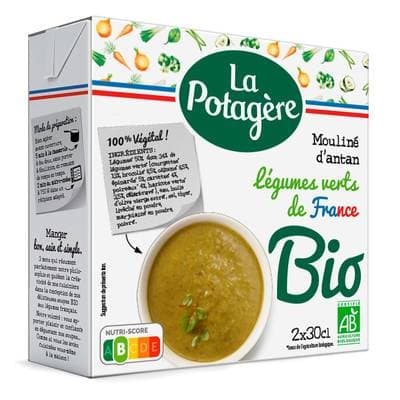 La Potagère Soupe Mouliné d'Antan Bio- Légumes Verts de France, 2x30cl