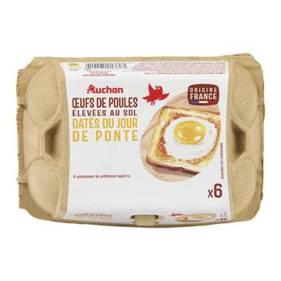 Auchan Oeufs de poules élevées au sol, 6 oeufs