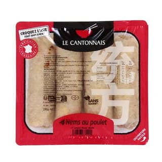 Le Cantonnais Nems au Poulet et sauce Nuoc Mam, 4 pièces - 280g