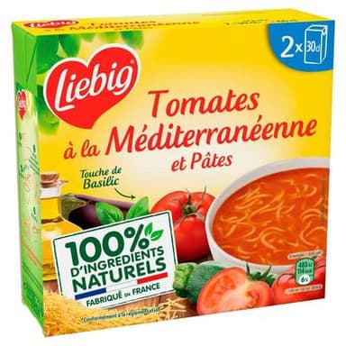 Liebig Soupe Tomates à la Méditerranéenne et Pâtes, 2x30cl