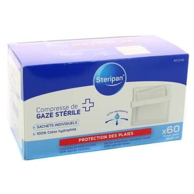Steripan Compresse de gaze 20x20, 60 compresses