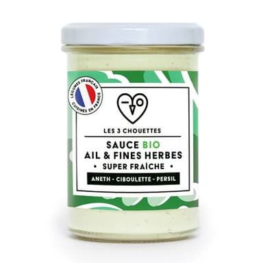 Les 3 Chouettes Sauce Ail & Fines Herbes Bio, 200g