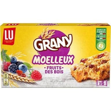 Grany Barre Céréale Moelleux Fruits des Bois, 6 barres