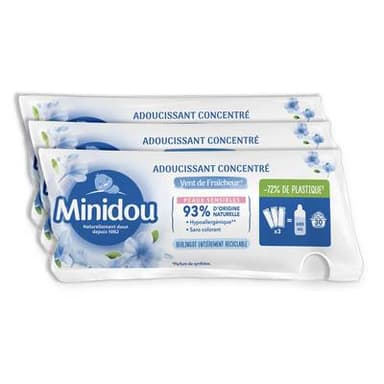 Minidou Adoucissant Concentré Vent de Fraîcheur, 3 x 200ml