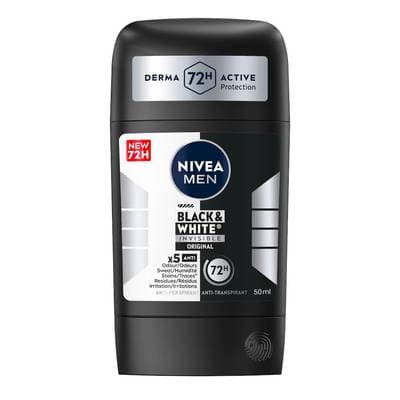 Nivea Men Déodorant Stick homme Invisible Black & White 72H, 50ml