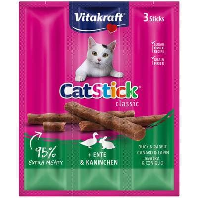 Vitakraft Catstick Bâtonnets Canard et Lapin - Friandise pour chat, 3x6g