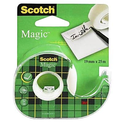 Scotch Dévidoir avec ruban adhésif invisible, Dimensions  25 m x 19 mm