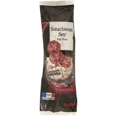 Auchan Saucisson Sec Pur Porc, 250g