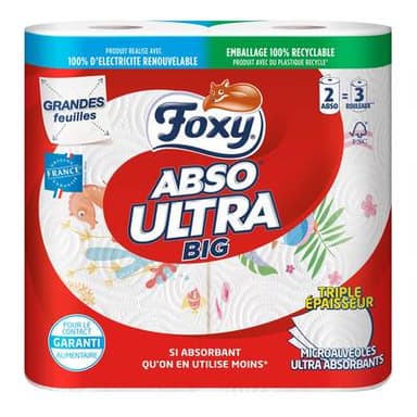 Foxy Essuie-tout ultra-absorbant triple épaisseur, 2 essuie-tout
