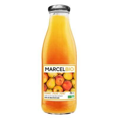 Marcel Bio Pur jus pommes pêche poire bio, 75cl