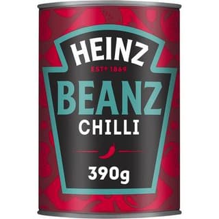 Heinz Haricots blancs cuisinés à la sauce tomate et à la sauce pimentée - Baked beans tomato and chilli en conserve, 390g