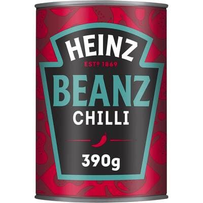 Heinz Haricots blancs cuisinés à la sauce tomate et à la sauce pimentée - Baked beans tomato and chilli en conserve, 390g