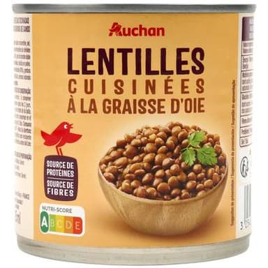 Auchan Lentilles cuisinées à la graisse d'Oie, 400g