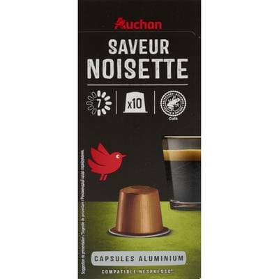 Auchan Capsules de café saveur noisette, 10 capsules