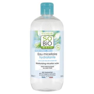 SO'BIO ETIC Eau micellaire hydratante, jus d'Aloe vera bio équitable, tous types de peaux, 500ml