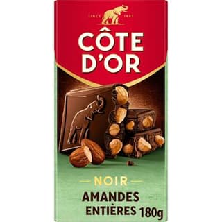 Côte d'Or Chocolat bloc noir amandes entières, 180g