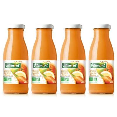 Vitamont Mini Jus Oranges Carottes Citrons Bio, Lot de 4x25cl