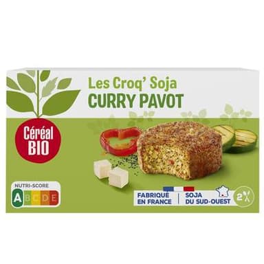 Céréal Bio 2 Galettes Végétales Croq'soja Curry et Pavot Bio, 200g