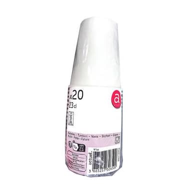 ACTUEL Gobelet carton 23cl blanc, 20 gobelets