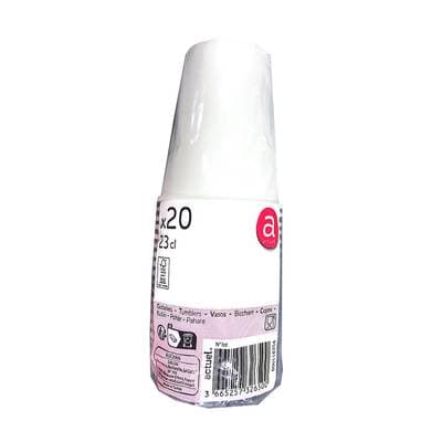 ACTUEL Gobelet carton 23cl blanc, 20 gobelets