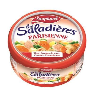 Saupiquet Les Saladières - Parisienne - Thon, Pommes de Terre, Carottes, Champignons - Salade Snacking, 220g