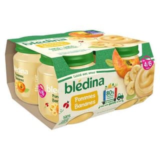 Blédina Pommes Bananes Pot Bébé Dès 4 mois, 4x130g