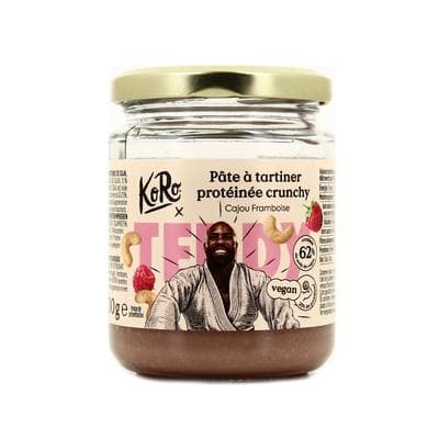 Koro Pâte à tartiner protéinée vegan cajou-framboise x Teddy Riner, 220g
