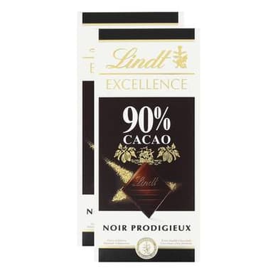 Lindt Chocolat Noir Excellence 90% Cacao, Lot de 2x100g
