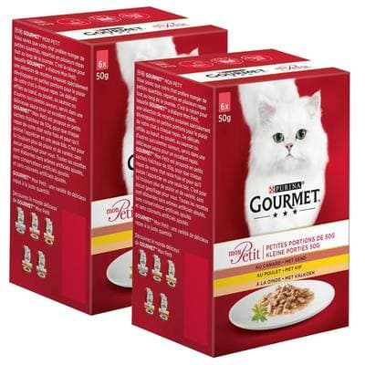 Purina - Gourmet Mon Petit Sachets Sélection à la Volaille (Dinde, Canard et Poulet) pour chat, Lot de 2 -6x50g
