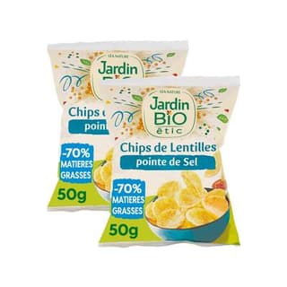 Jardin Bio Etic Chips de lentilles bio sans gluten, Lot de 2x50g