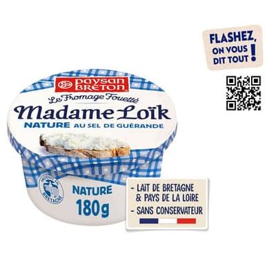 Paysan Breton Fromage fouetté Madame Loik nature au sel de Guérande, 180g
