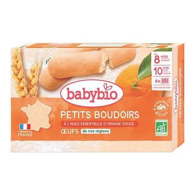 Babybio Petits Boudoirs à l'huile essentielle d'orange douce Bio Bébé Dès 8 mois, 120g