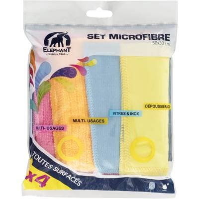 Elephant Lavettes microfibre multi-usages, 4 lavettes