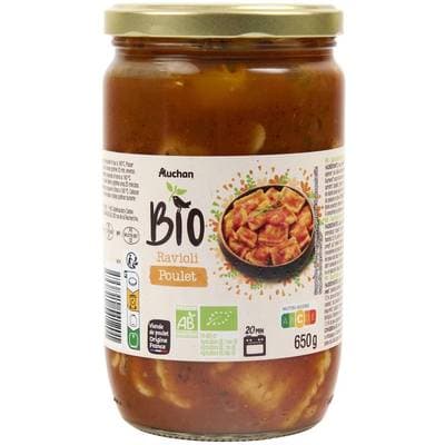 Auchan BIO Ravioli au poulet bio, 650g