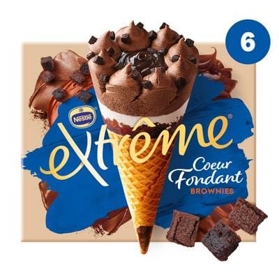 Extrême Cônes glacés Coeur fondant Brownie, 6 cônes - 426g